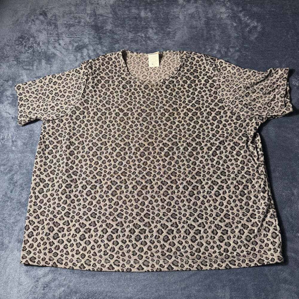 TR Bentley Plus Women's Leopard Print Short Sleeve T-Shirt Size 3X